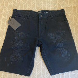 Men's OBEY Worldwide Shredded Black Style OS1170 Shorts Size 34 MSRP $62.95 NWT